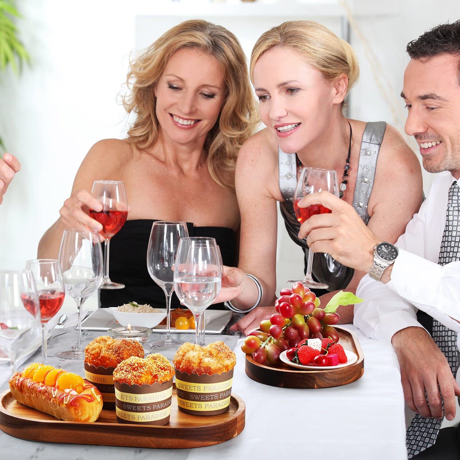 Rtteri 10 Pcs Wooden Plates Wood Dinner Plate Serving Trays Decorative Serving Platter Mango Oval Wood Tray for Food, Vegetables, Fruit, Charcuterie, Rtteri