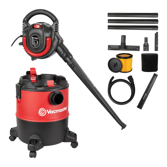 Vacmaster VBVB611PF 1101 6 Gallon 5 Peak HP Wet Dry Shop Vacuum 1-1/4 Inch Hose Powerful Suction with Detachable Blower - WoodArtSupply