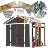EZBUILDER 70187 Peak Style Shed Instant Framing Kit, 7'x8', Brown EZBUILDER