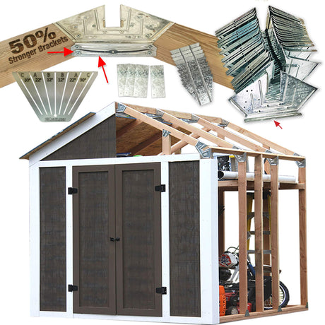EZBUILDER 70187 Peak Style Shed Instant Framing Kit, 7'x8', Brown EZBUILDER