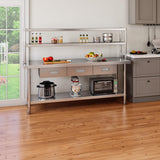 YITAHOME 72" X 24" Stainless Steel Table with Overshelves & Drawers, Work Table with 72" X 12" Shelf & 3 Drawers, Metal Table Prep Table for Home YITAHOME