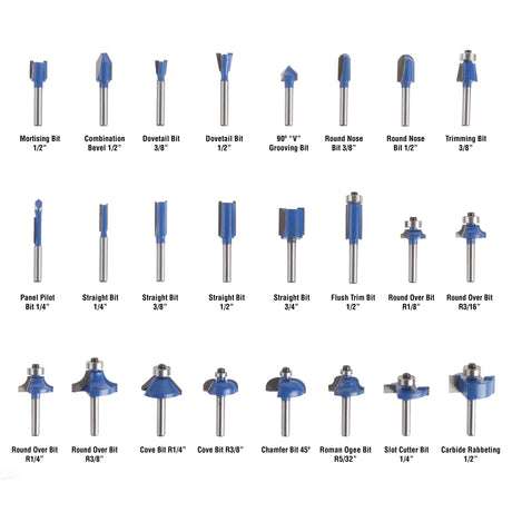 24-Piece Router Bit Set - Wood Routers Kit with 0.25-Inch Shank and Wooden Storage Case - Woodworking Tools for Home Improvements and DIY by Stalwart Stalwart