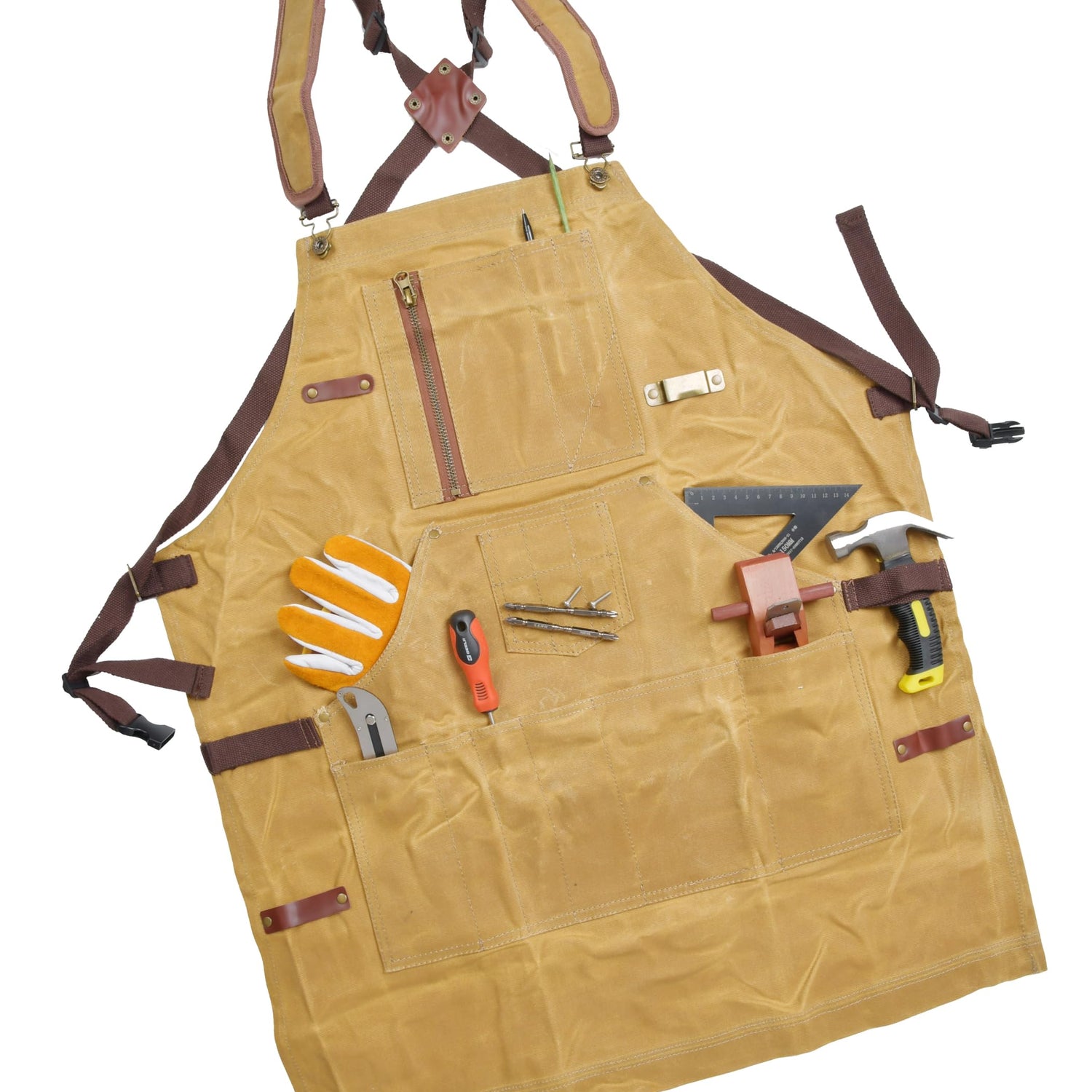 btfapron Heavy Duty Men's and women's work waxed canvas aprons with zipper pockets, protective gifts, suitable for woodworking machinery, barbecuing btfapron