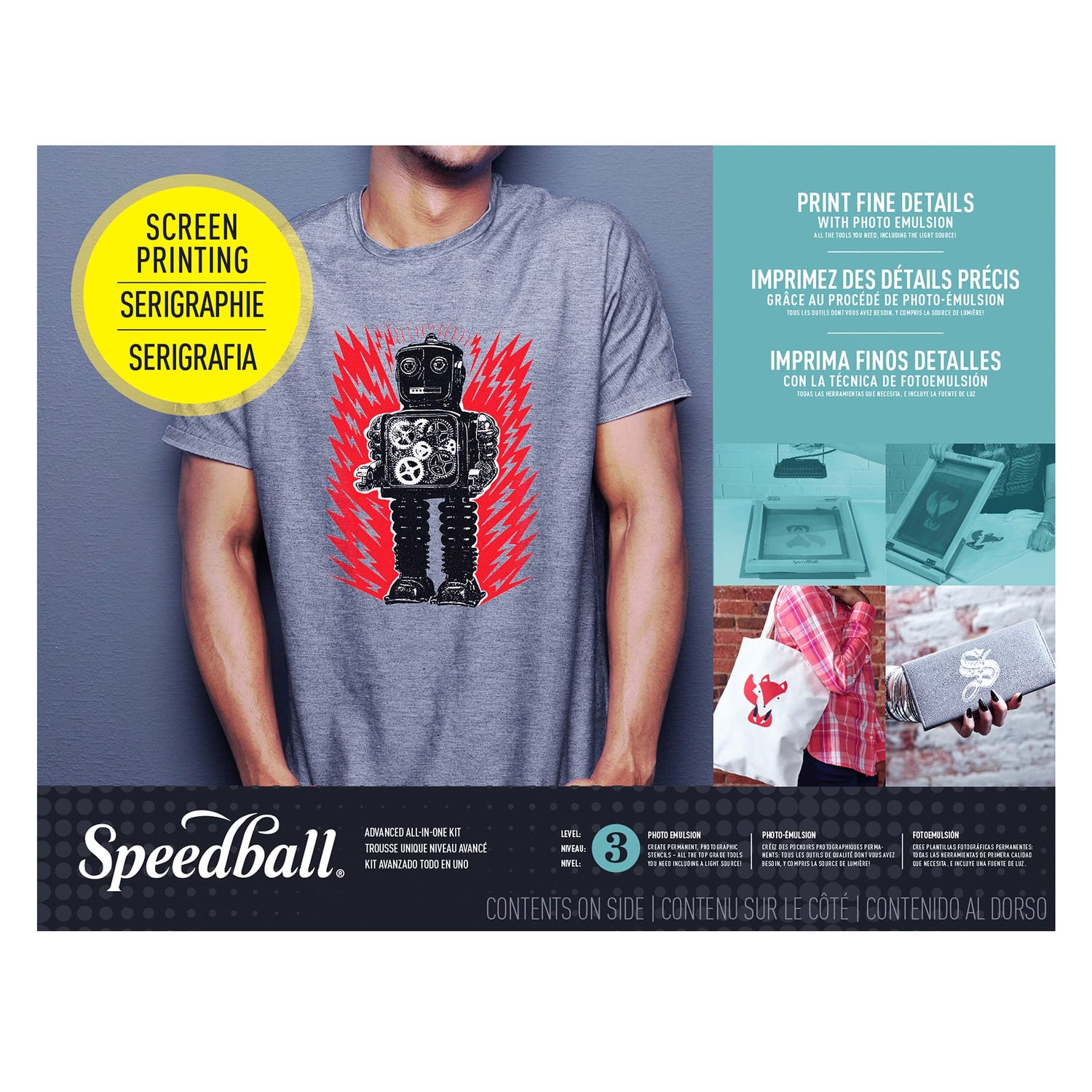 Speedball Advanced All-in-One Silk Screen Printing Kit, (19-Piece) Includes Ink, Frame Base, UV Exposure Light Speedball