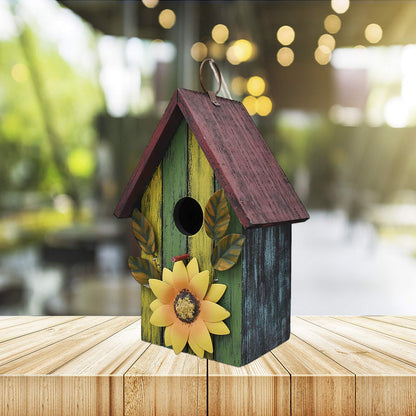 Wooden Bird Houses for Outside Hanging Garden Patio Decorative Bird Houses Outdoor Hand Painted Birdhouse for Small Bird Finch Cardinal Hummingbird - WoodArtSupply