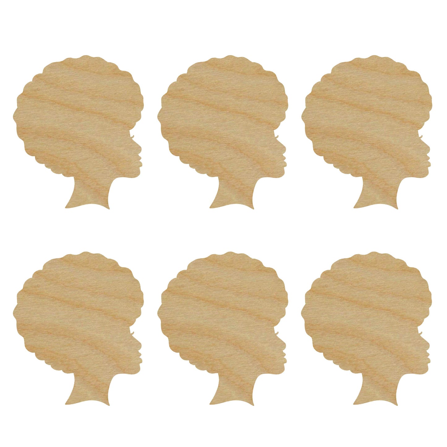 Artistic Craft Supply Afro Woman Shape Unfinished Wood Animal Cut Outs 3 inch Inch 6 Pieces Afro01-03-06