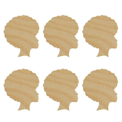 Artistic Craft Supply Afro Woman Shape Unfinished Wood Animal Cut Outs 3 inch Inch 6 Pieces Afro01-03-06