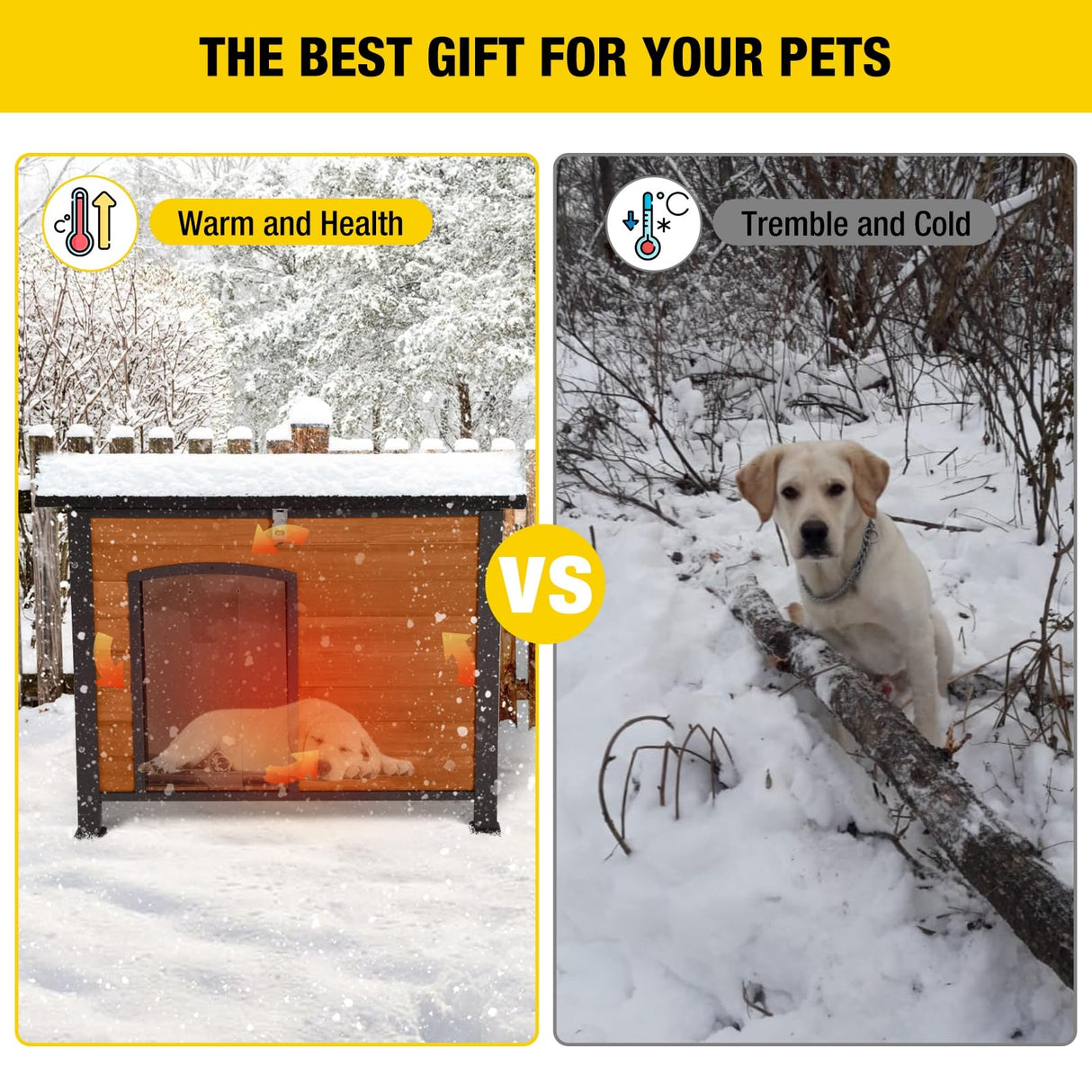 Insulated Outdoor Dog House with Liner for Winter Wooden Dog Kennel with All-Around Iron Frame,Waterproof Aivituvin