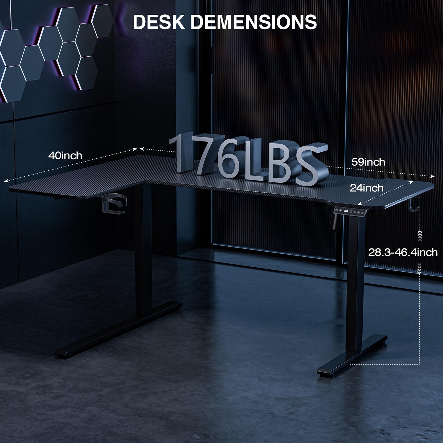 Acrolix 59" Reversiable L-Shaped Electric Standing Desk Adjustable Height Gaming Stand Up Corner Desk Sit Stand Home Office Computer Desk with Splice Acrolix