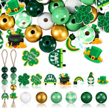 200 Pieces St. Patrick's Day Wood Beads Green Wood Spacer Beads Farmhouse Polished Wood Round Beads St. Patrick's Day Wooden Craft Beads for Patrick Queekay