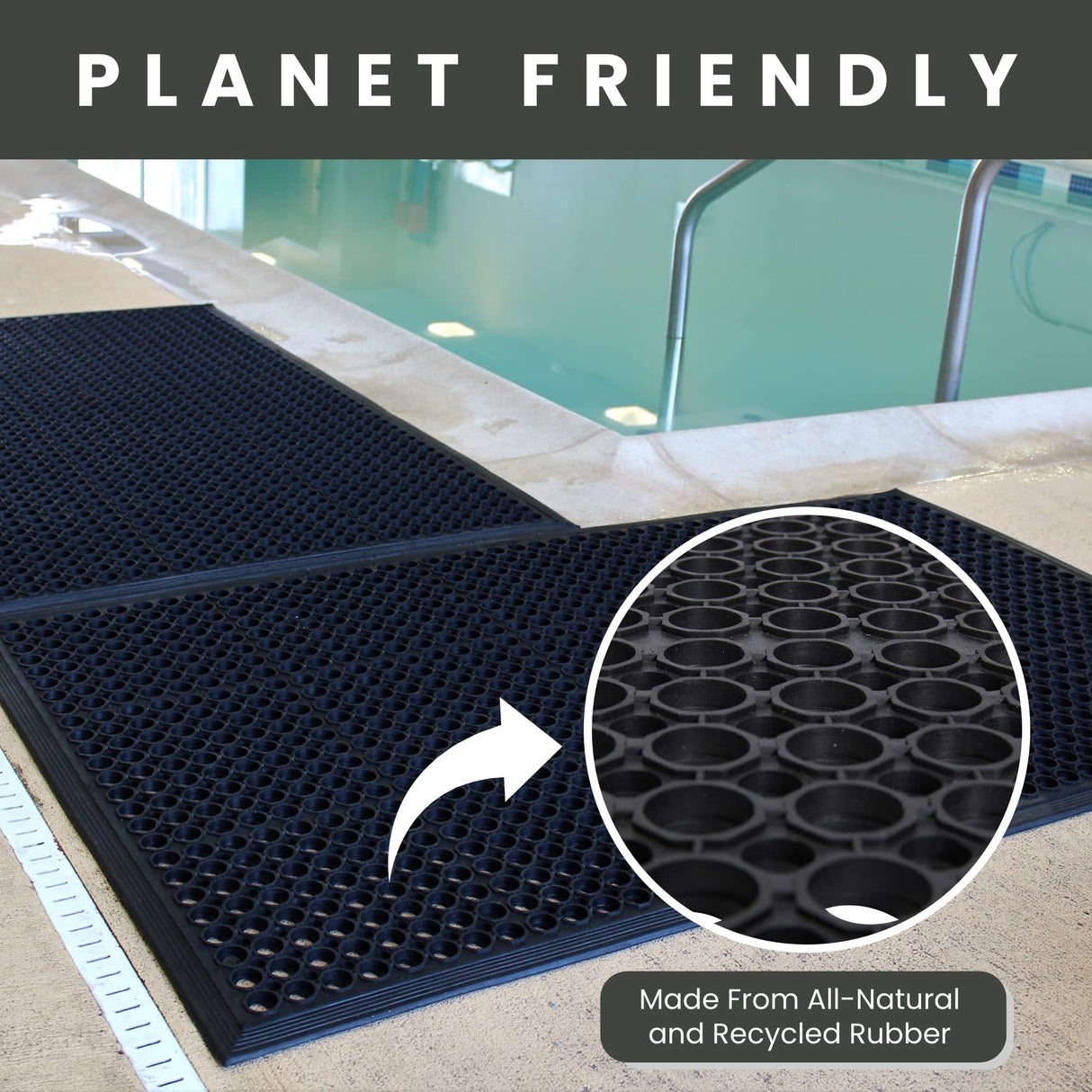 Envelor Anti Fatigue Rubber Floor Mat Non-Slip Restaurant Mat for Floors Bar Drainage Mat Doormat Utility Garage Home Slip Pool Entry 24 x 36 Inches Envelor
