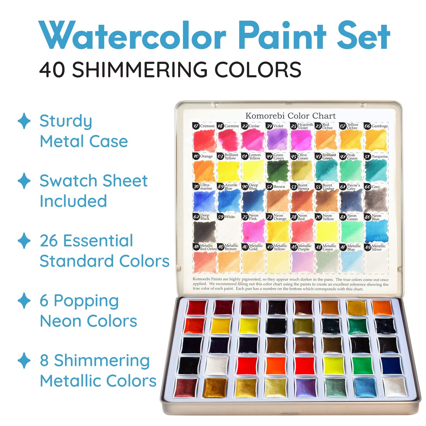 SITOANTD Watercolor Paint Set, 50 Colors Water Color Set With Regular,  Metallic & Neon, Wood Case Water Color Paint Sets For Kids, Great Watercolor  Set For Watercolor Painting Beginner And Adult 