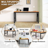 HABUTWAY Height Adjustable Workbench 48" 2000 Lbs Capacity Oak Wood Work Station Heavy-Duty Work Benches with Power Outlets for Garage Party Shop HABUTWAY