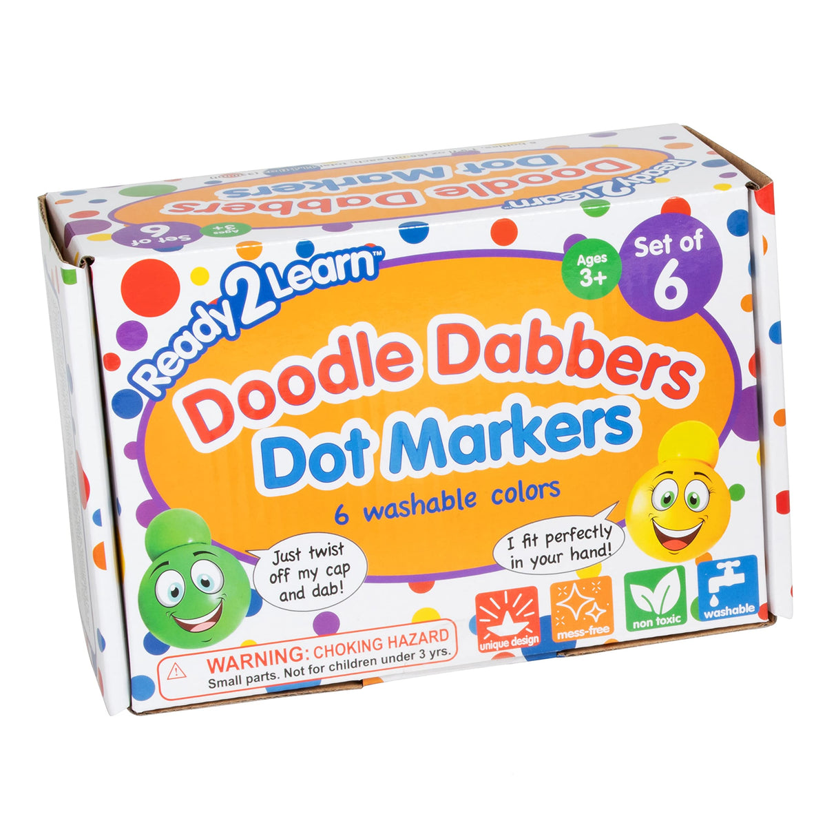 READY 2 LEARN Doodle Dabbers Dot Markers - Set of 6 Washable Colors - Non Toxic - Specially Designed Toddler Grip with Storage Tray Provided READY 2 LEARN