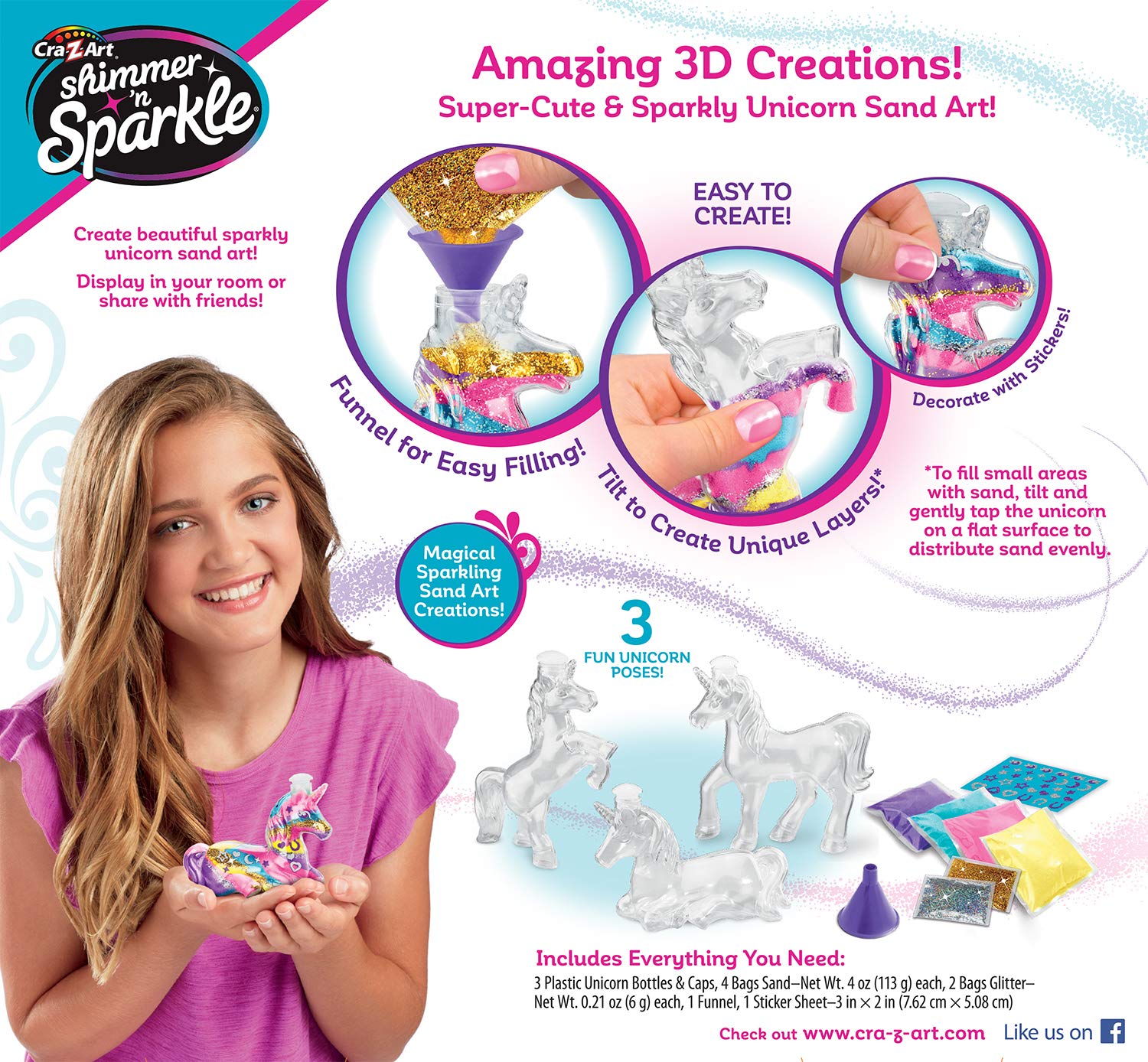 Shimmer ’n Sparkle Sparkling Unicorn Sand Art Kit for Kids for Ages 6 and Up Cra-Z-Art