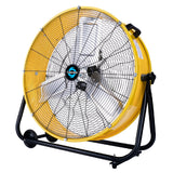 Tornado - 24 Inch High Velocity Heavy Duty Tilt Metal Drum Fan Yellow Commercial, Industrial Use 3 Speed 8540 CFM Tornado