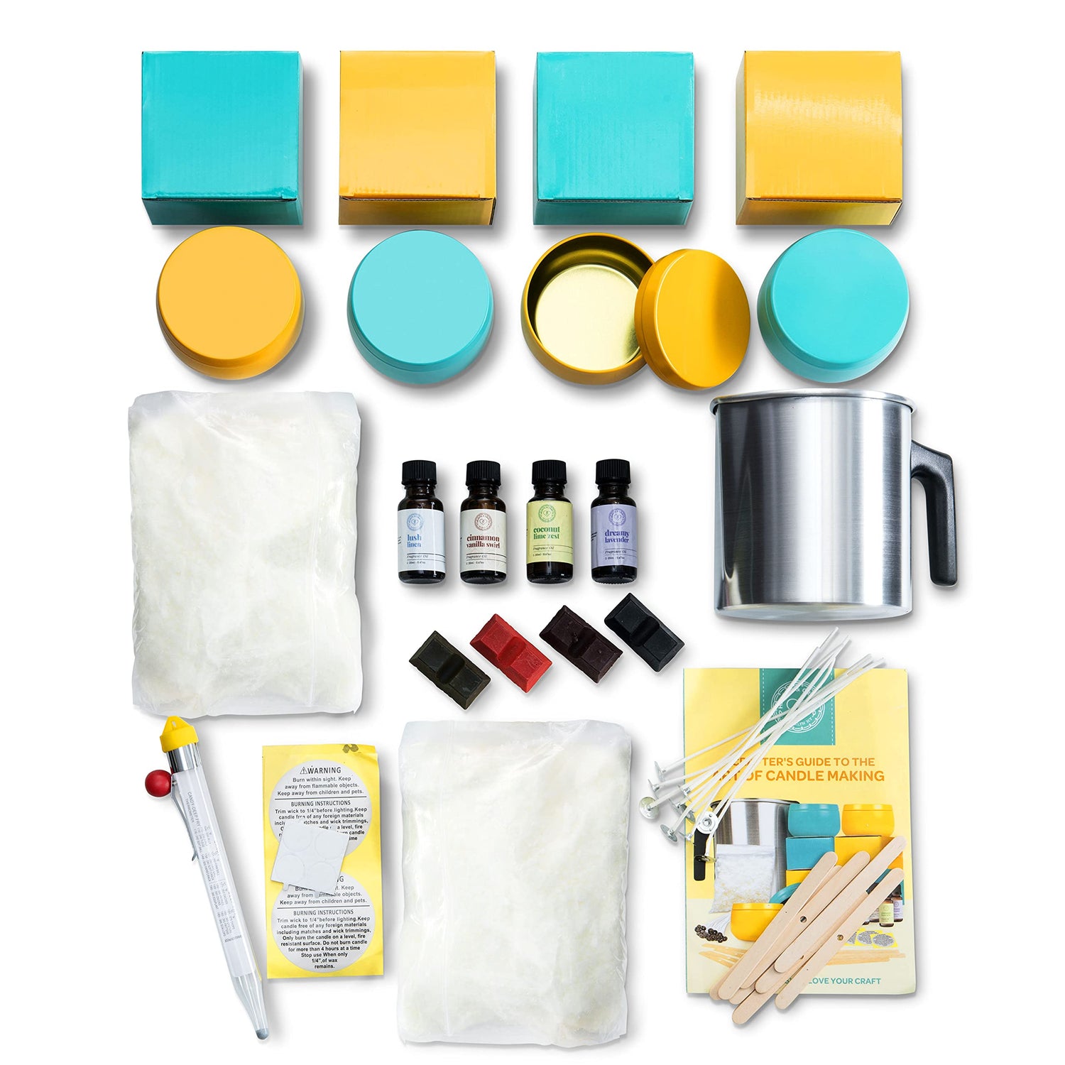 Hearts & Crafts DIY Complete Soy Wax Candle Making Kit - 2lbs Soy Candle Wax and All Candle Making Supplies Included and Candle Jars - Complete DIY Hearts & Crafts