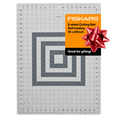Fiskars Self Healing Cutting Mat for Crafts, Sewing, and Quilting Projects - 18” x 24" Grid - Rotary Fabric Cutting Craft Mat with Ruler Grid - Gray