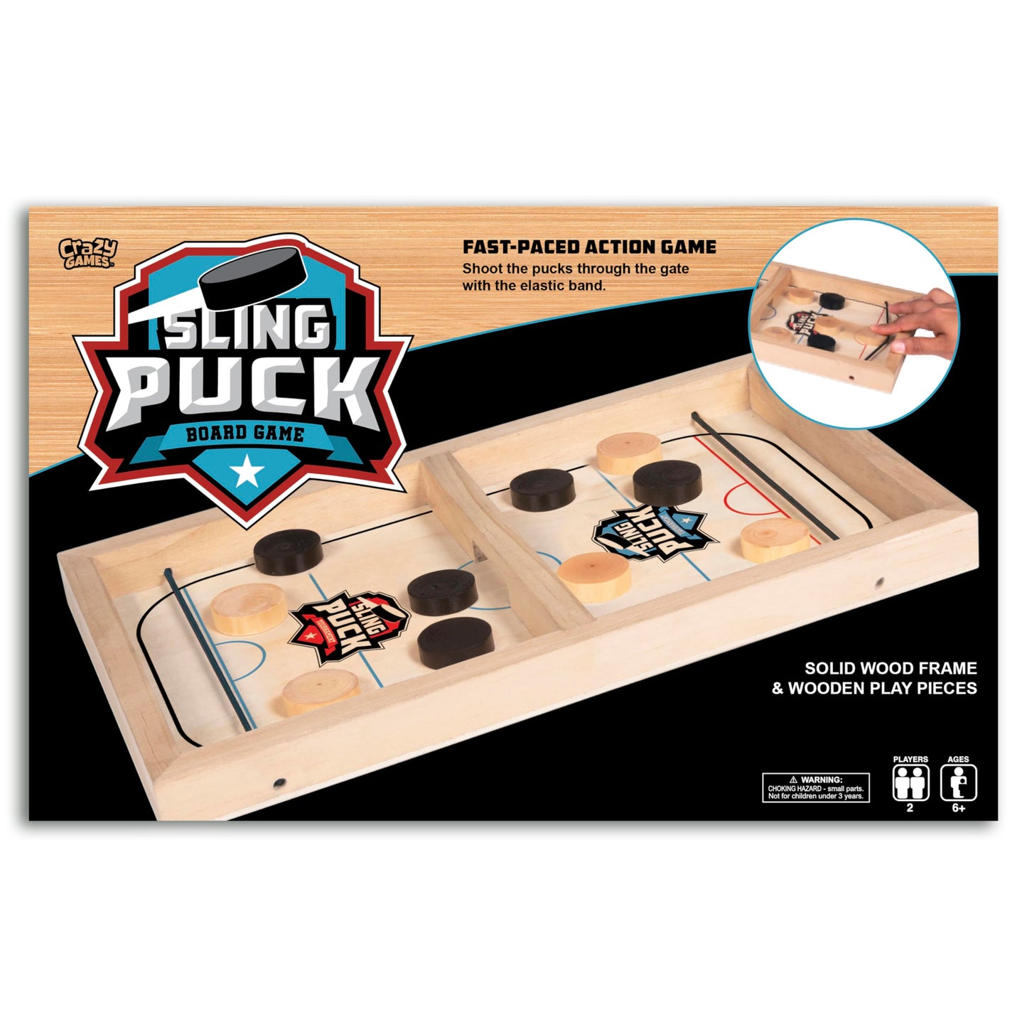 Sling Puck Board Game I Table Top Puck Table Game I Wooden Family Games, Fast Sling Puck Game, Football Slingshot Game I Table Top Hockey Game for