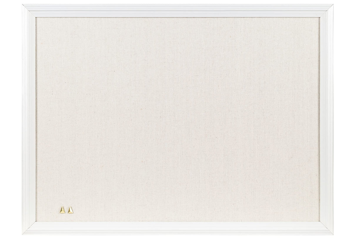 U Brands Farmhouse Linen Bulletin Board, 23"x17", White Wood Style Frame, Industrial Grade Pinning Surface U Brands