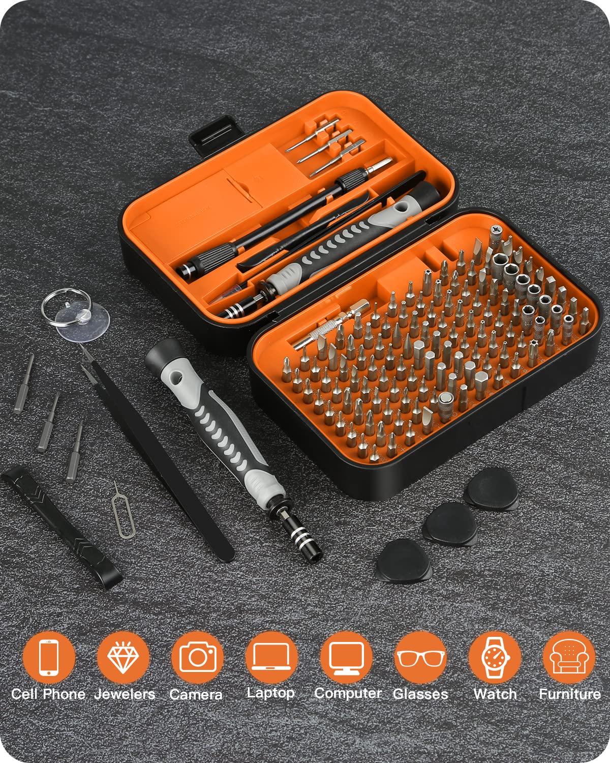 RARTOP Precision Screwdriver Set, 130 in 1 with 120 bits Repair Tool Kit, Magnetic Screwdriver Set with mini built-in box for Electronics iPhone RARTOP