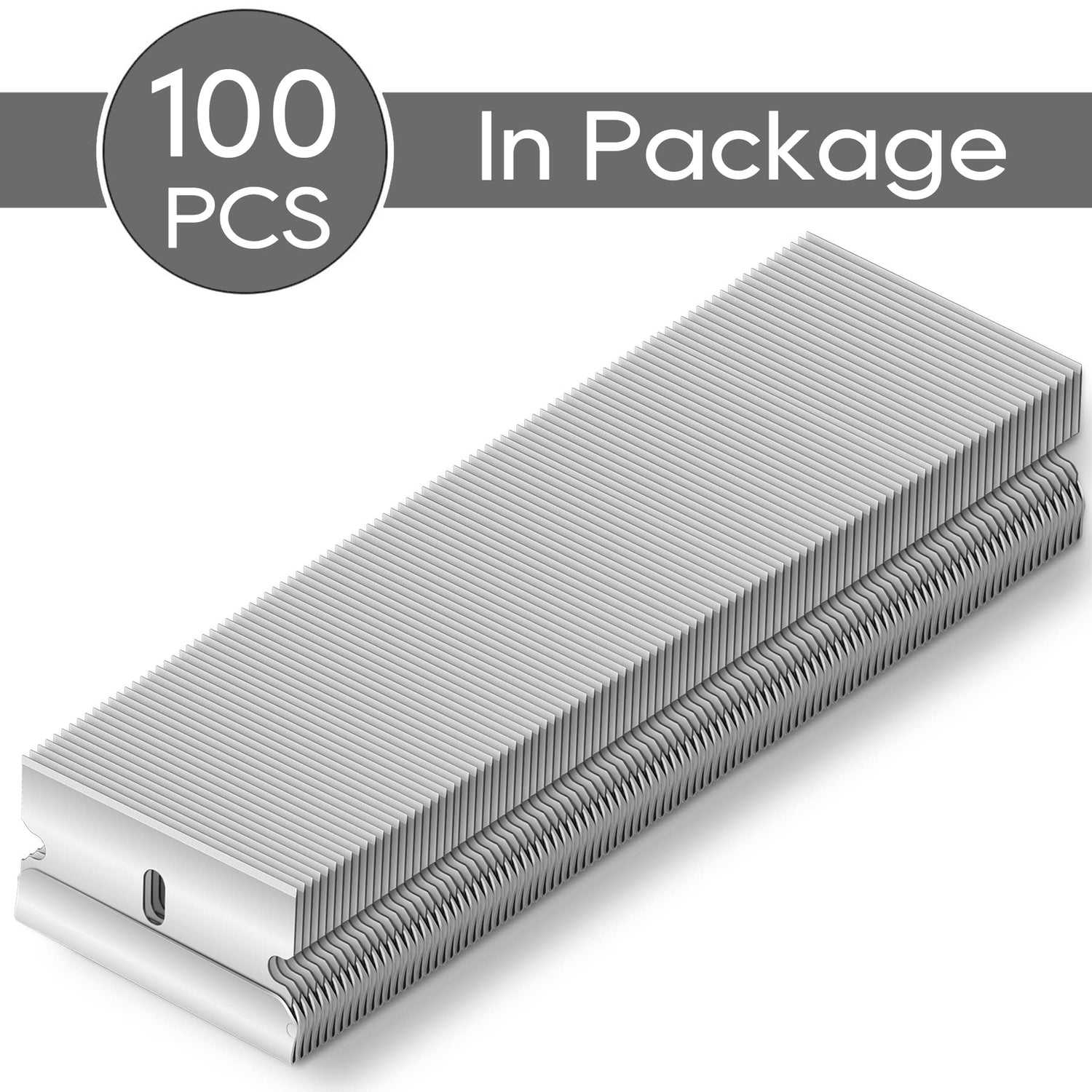 REXBETI 100PCS Single Edge Razor Blades, Industrial Razor Blades for Scraper, Suitable for Removing Labels, Decals, Stickers and Old Paint REXBETI