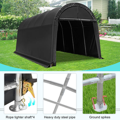 MELLCOM Portable Garage, 12' x 20' x 9.8' Heavy Duty Carport with All-Steel Metal Frame and Round Style Roof, Anti-Snow Car Canopy for Car, Truck,