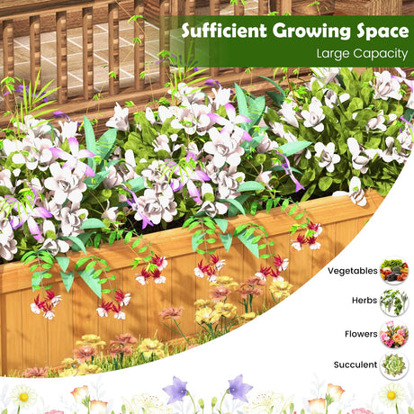 Giantex Raised Garden Bed, Wooden Planter w/Drainage Holes, Rectangular Plant Box for Vegetables Flowers Herbs Fruit Growing, Raised Container for Giantex