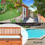 Tangkula Large Wooden Outdoor Storage Bench with Dustproof Lining and Removable Inner Bag Tangkula