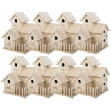 8" Triple Wooden Birdhouse by Make Market - Unfinished Birdhouse Made of 100% Wood, Outdoor Nesting Boxes - Bulk 8 Pack Make Market