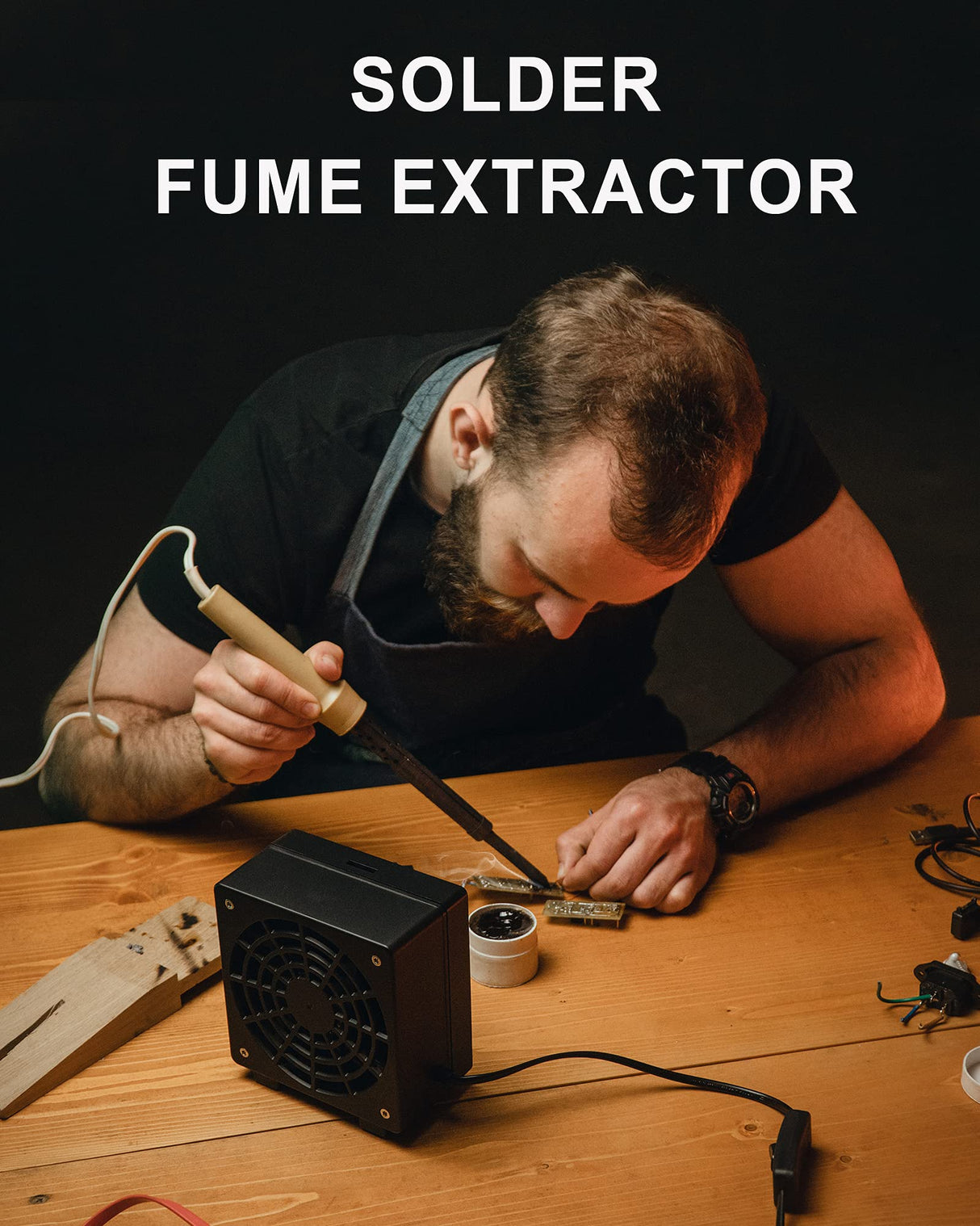Solder Fume Extractor - MUIN 3 Stage Filtration Solder Smoke Absorber for Soldering and Wood Burning,Portable Soldering Fume Extractor Fan for MUIN