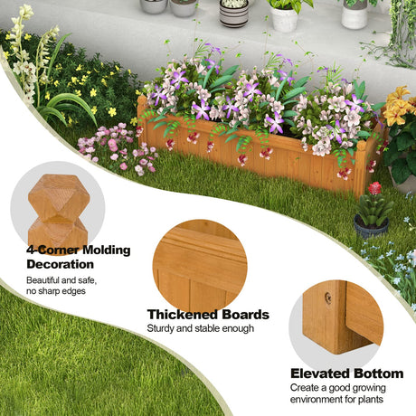 S AFSTAR Wooden Raised Garden Bed, Outdoor Rectangular Planter Box W/ Drainage Holes, Wood Raised Planter for Vegetable Fruit Flower, Rise Planter S AFSTAR