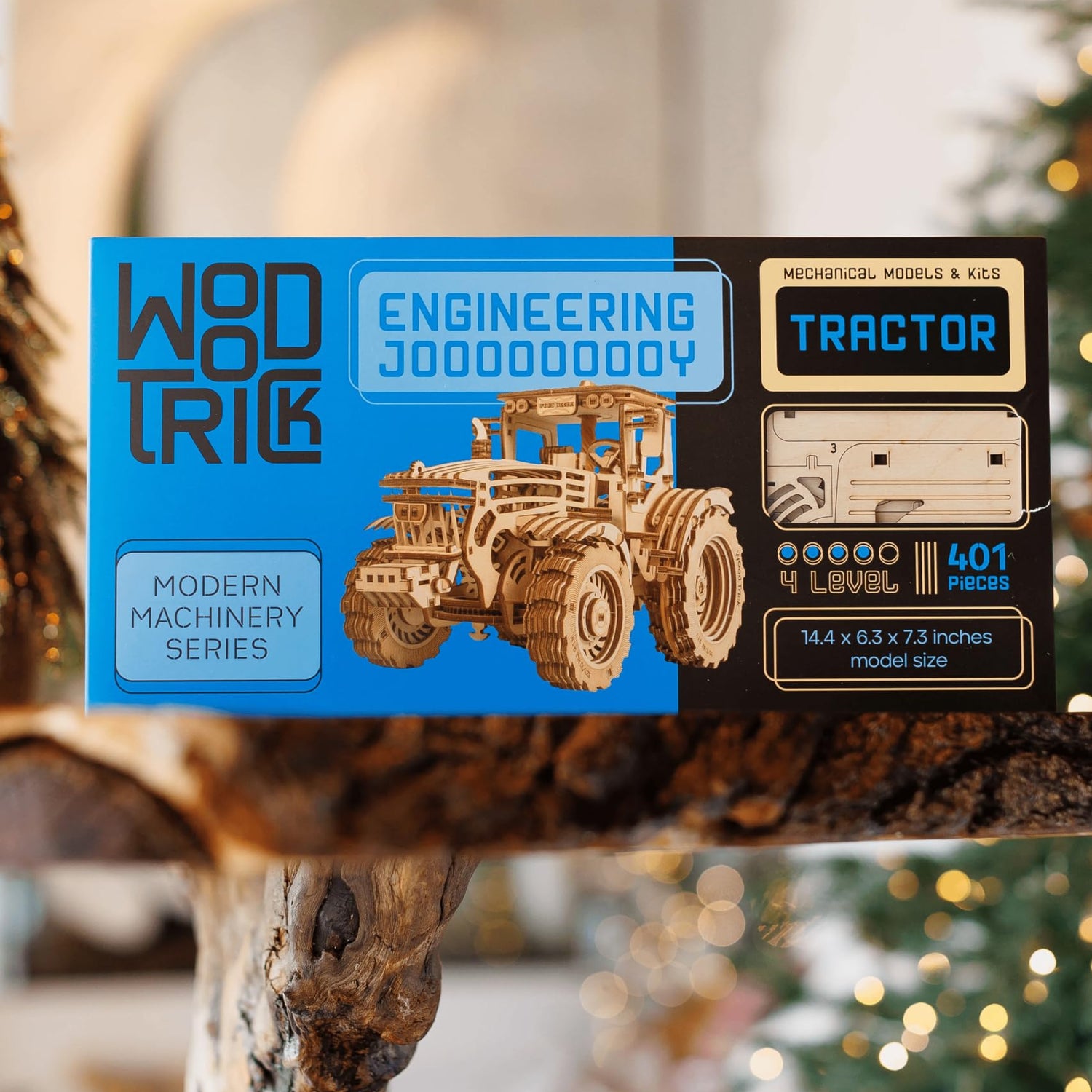 Wood Trick Wooden Mechanical Tractor Model Kit to Build for Adults and Kids - 11x7″ - 2 Speeds - Wooden 3D Puzzles for Adults and Kids to Build - Wood Trick