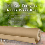 Eco Kraft Wrapping Paper Roll (Jumbo) | Biodegradable Recycled Material | Made in the USA | Multi-use: Natural Wrapping Paper, Table Runner, Moving, Paper Farm