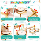 oathx Kids Drum Set All in One Montessori Musical Instruments Set Toddler Toys Natural Wooden Music Kit Baby Sensory Toys Months Birthday Gifts for oathx