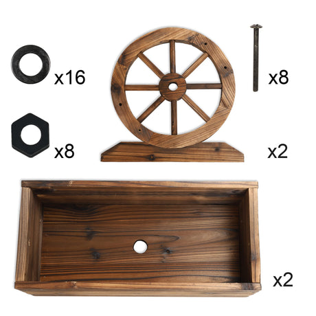 OIPRTGFJ Wooden Wagon Planter Box, Garden Planter with Wheels,Decorative Planter for Flowers Herbs Vegetables for Indoor & Outdoor Décor, Flower Cart OIPRTGFJ