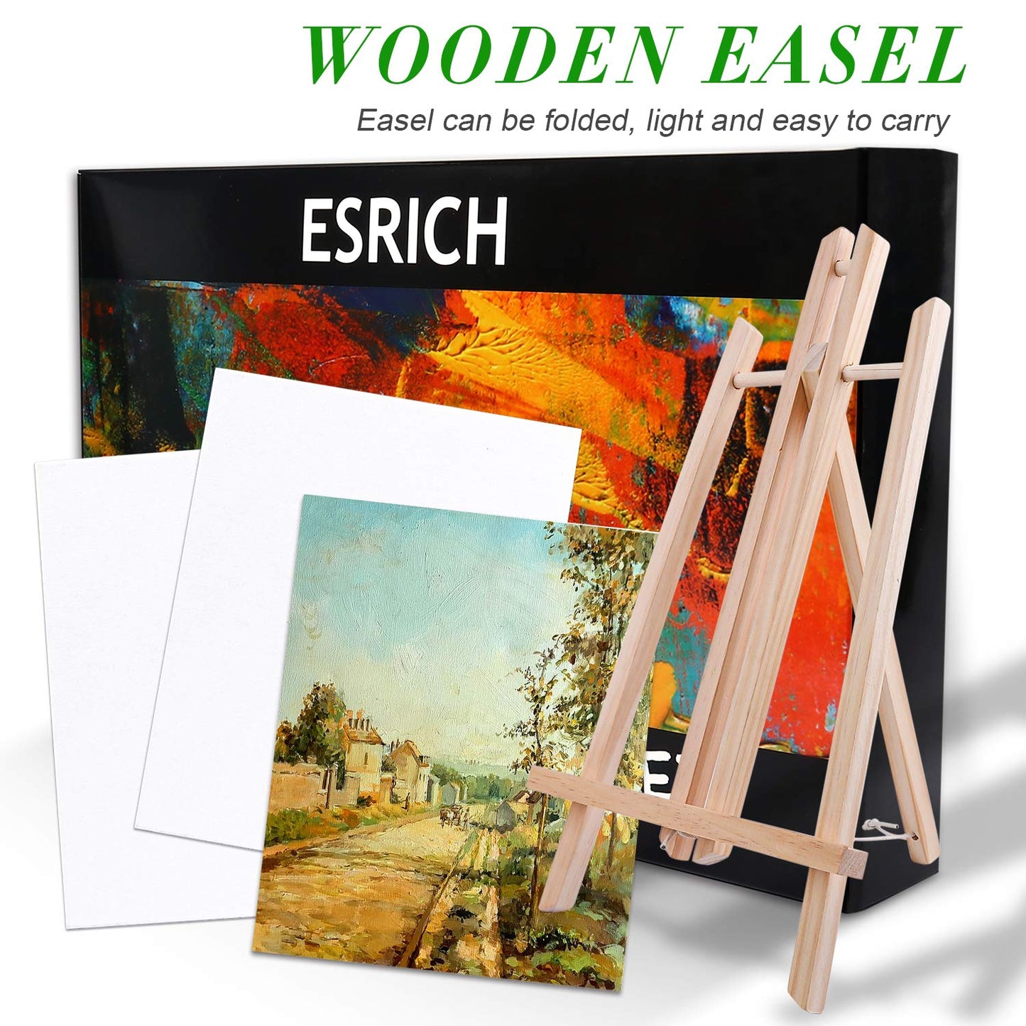 Acrylic Painting Set with 1 Wooden Easel 3 Canvas Panels30 pcs Nylon Hair Brushes 3 PCS Paint Plates and 2 PCS of 12ml Acrylic Paint in 12 Colors for - WoodArtSupply