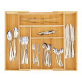ZROOY Expandable Bamboo Kitchen Silverware Organizer Drawer for Utensils Holder and Cutlery, 8 Compartments for Drawer Tray with Grooved Drawer ZROOY