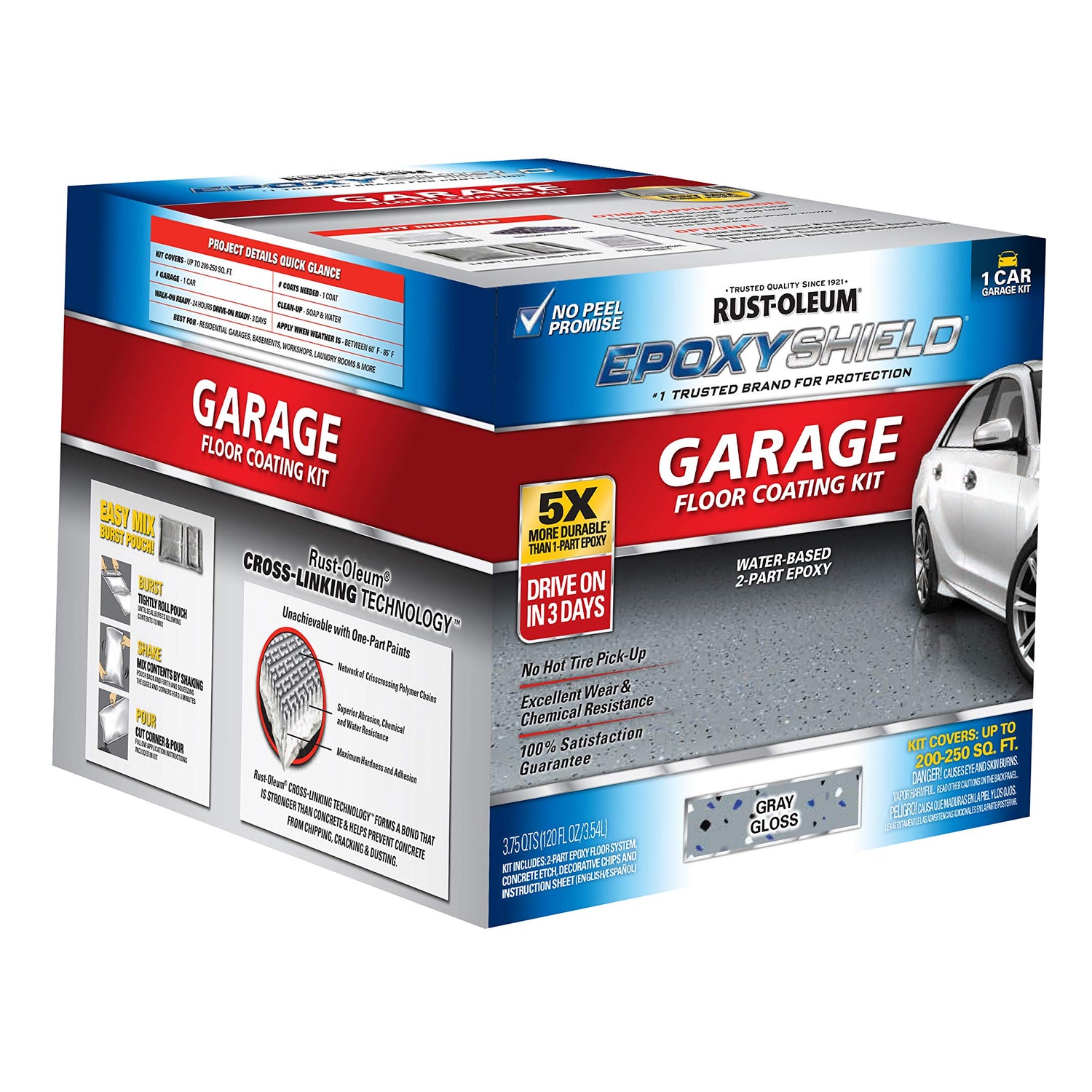 Rust-Oleum 251965 EPOXYSHIELD Garage Floor Coating, 1 Car Kit, Gray Rust-Oleum