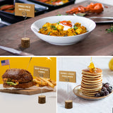 LepoHome 20 Pcs Rustic Wood Place Card Holders with Swirl Wire and 30 Pcs Kraft Place Cards, Wooden Table Number Holder Stand Photo Picture Note Clip LepoHome