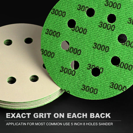 POLIWELL 5 Inch Sanding Discs Hook and Loop 8 Hole Heavy Duty Silicon Carbide Sandpaper 320 400 600 800 1000 1500 2000 3000 4000 5000 7000 10000 with POLIWELL