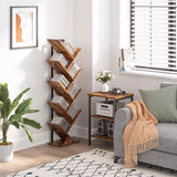 HOOBRO Rustic Brown 9-Tier Tree Bookshelf - Stylish Wooden Storage Rack for Books and CDs HOOBRO