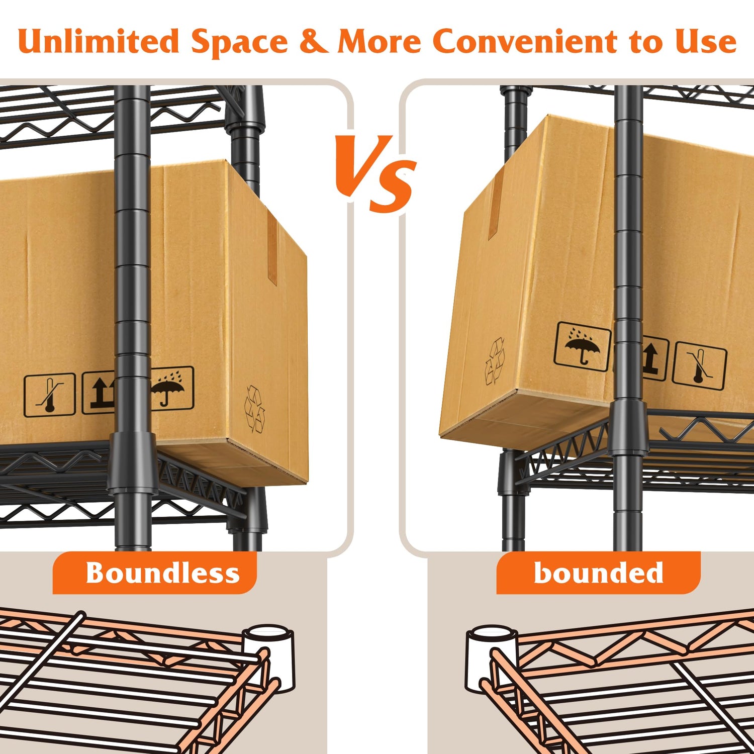 REIBII 6-tire Wire Shelving Rack,Storage Shelves Metal Shelves for Storage Load 1000 LBS,Heavy Duty Shelving Unit with Wire Shelf Adjustable Pantry REIBII