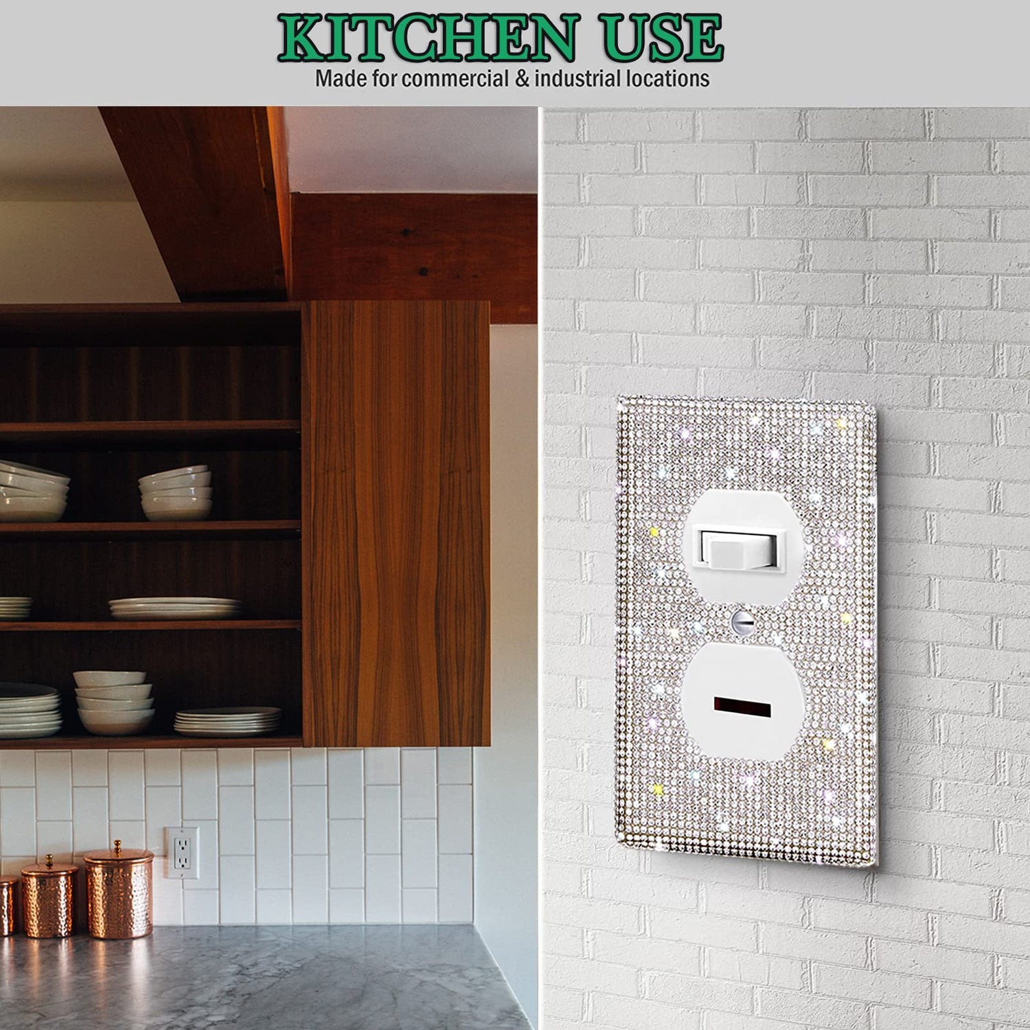 4 Pack Silver Shiny Rhinestones Wall Plates Bling Light Switch Cover Plate Crystal Decorative Diamond Outlet Covers Durable Switch Covers Decor for DOPHZEEY