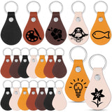 Geetery 100 Pcs PU Leather Key Fob Kit Blanks Key Fob Bulk with Rivets Key Rings DIY for Laser Engraving(Colorful) Geetery