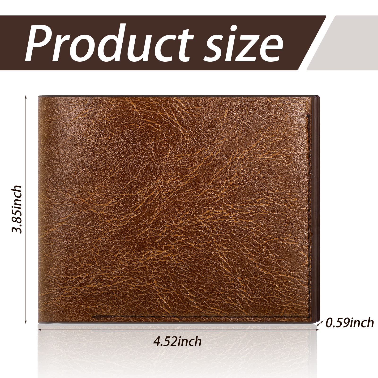 Sotiff 12 Pcs Leather Wallet Bulk Men PU Slim Bifold Wallet Set DIY Engraving Christmas Gifts for Husband Son Grandpa(Brown) - WoodArtSupply