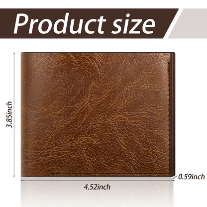 Sotiff 12 Pcs Leather Wallet Bulk Men PU Slim Bifold Wallet Set DIY Engraving Christmas Gifts for Husband Son Grandpa(Brown) - WoodArtSupply