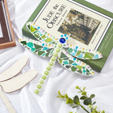 WEBEEDY Make 2 Dragonfly Glass Mosaic Kit Creativity DIY Mosaic Glass Kit for Kids Adults Include Glass Mosaic Tiles, Wooden Chips, Ribbon WEBEEDY