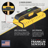 Franklin Sensors FST1302 ProSensor T13 Professional Stud Finder with 13-Sensors for the Highest Accuracy Detects Wood & Metal Studs, High Accuracy Franklin Sensors Professional Stud Finders