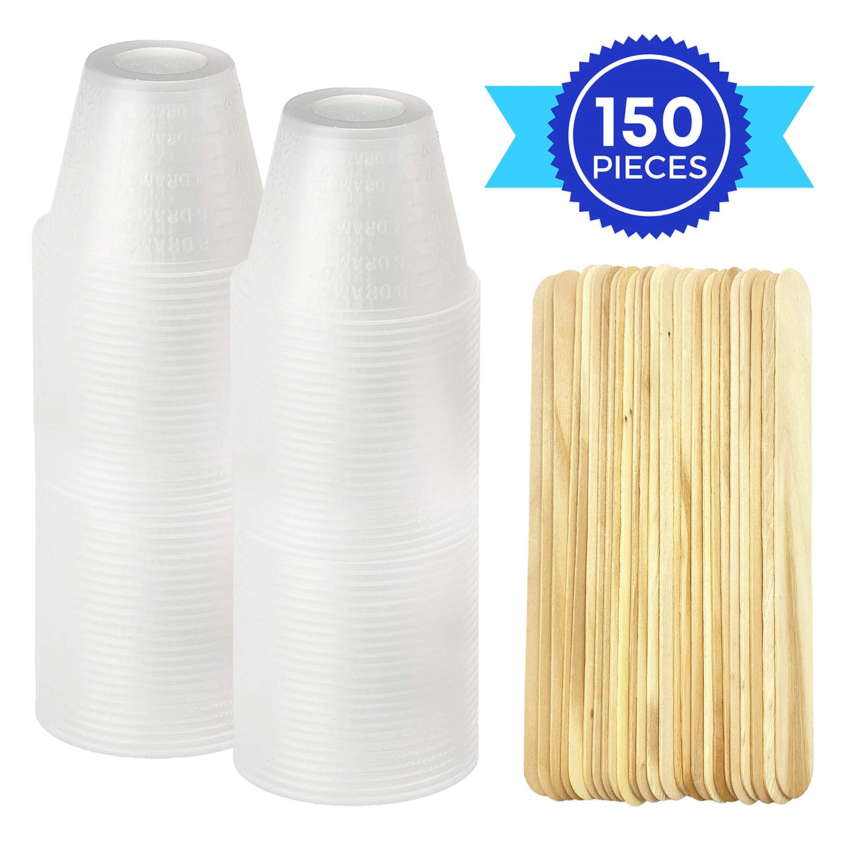 [100 Pack - 1oz] Epoxy Resin Mixing/Medicine Cups with 50 Bonus Mixing Sticks - 1 Ounce Graduated Plastic Cups (1 Sleeve) - EpoxyStix EpoxyStix